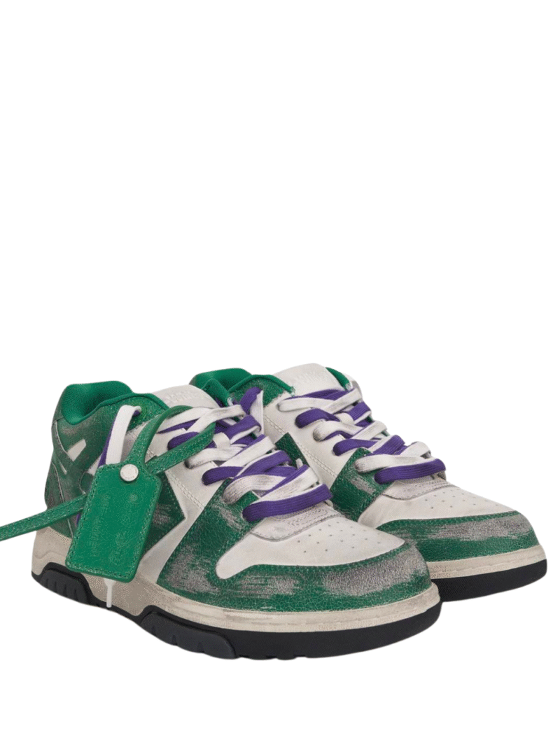 Off-White Out Of Office Green White Vintage Distressed Leather - Image 2