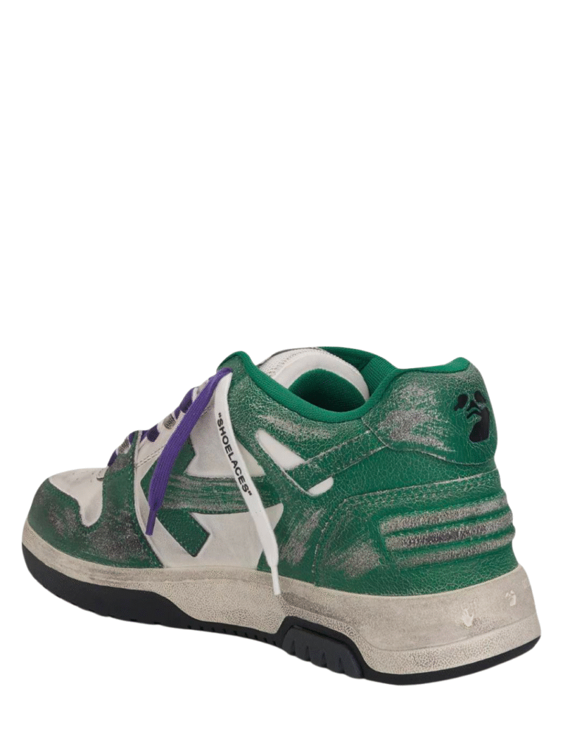 Off-White Out Of Office Green White Vintage Distressed Leather - Image 3