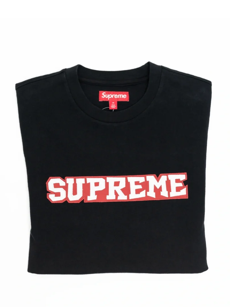 Supreme Satin Appliqué S/S Top Black
