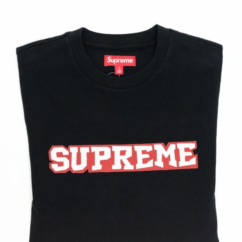 Supreme Satin Appliqué S/S Top Black