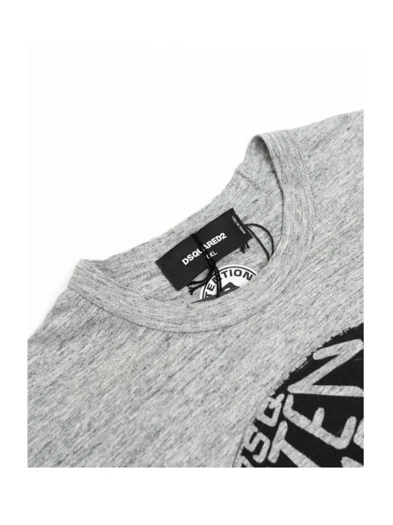 DSQUARED2 Graffiti Face T-Shirt Grey - Image 3