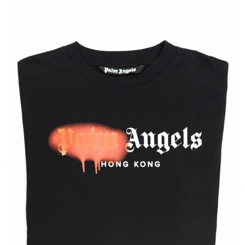 Palm Angels Hong Kong Sprayed Logo T shirt Black Red