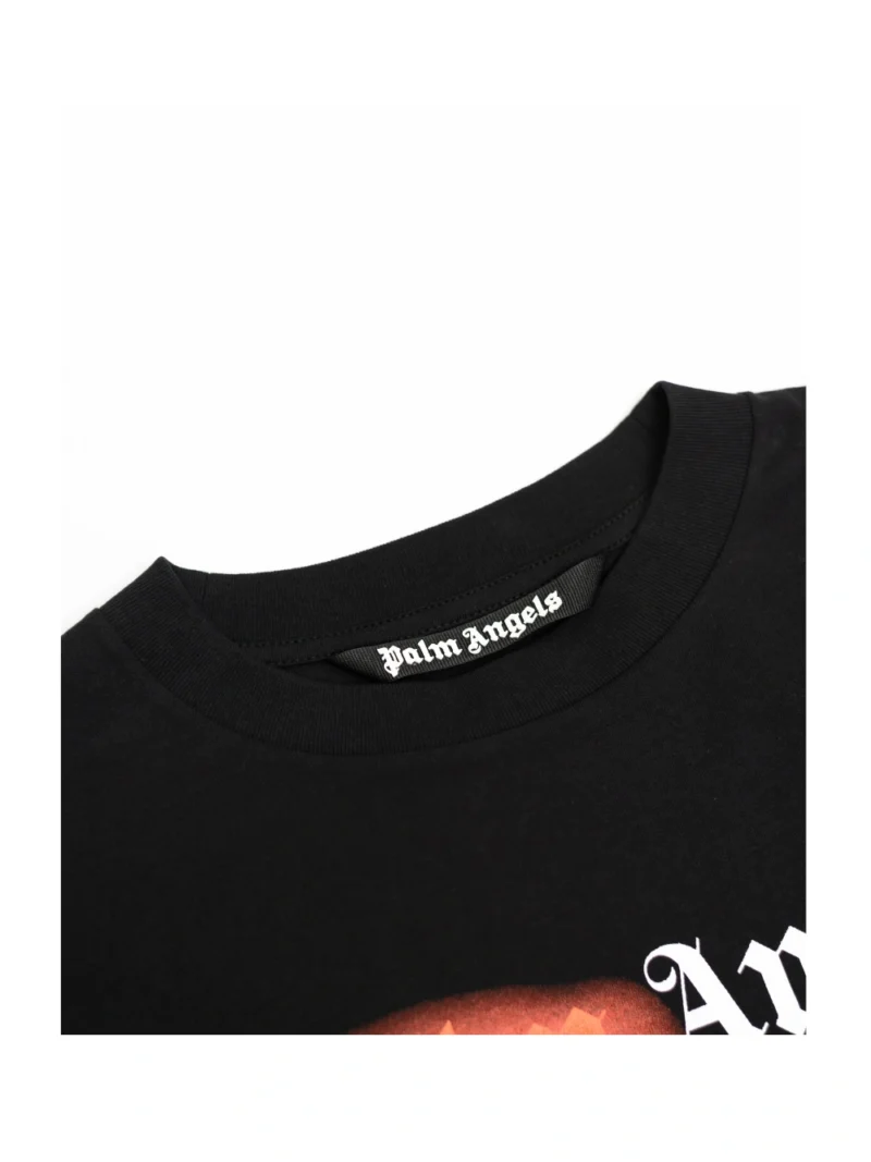 Palm Angels Hong Kong Sprayed Logo T shirt Black Red - Image 3