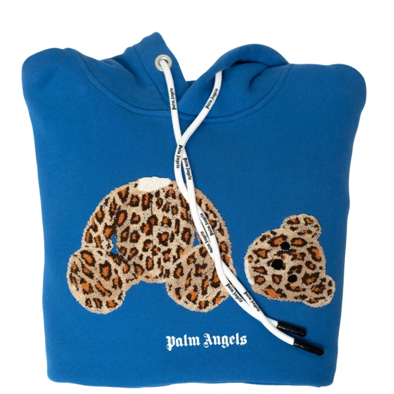 Oversized Leopard Teddy Logo Hoodie