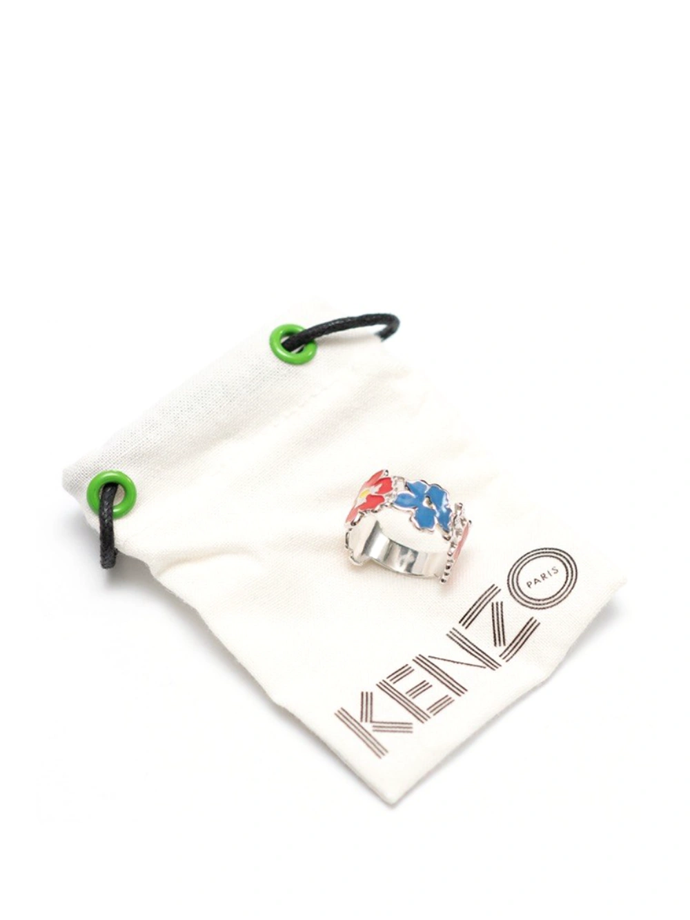 Boke Flower Enamel Ring Blue/Red Silver.925 - Image 2