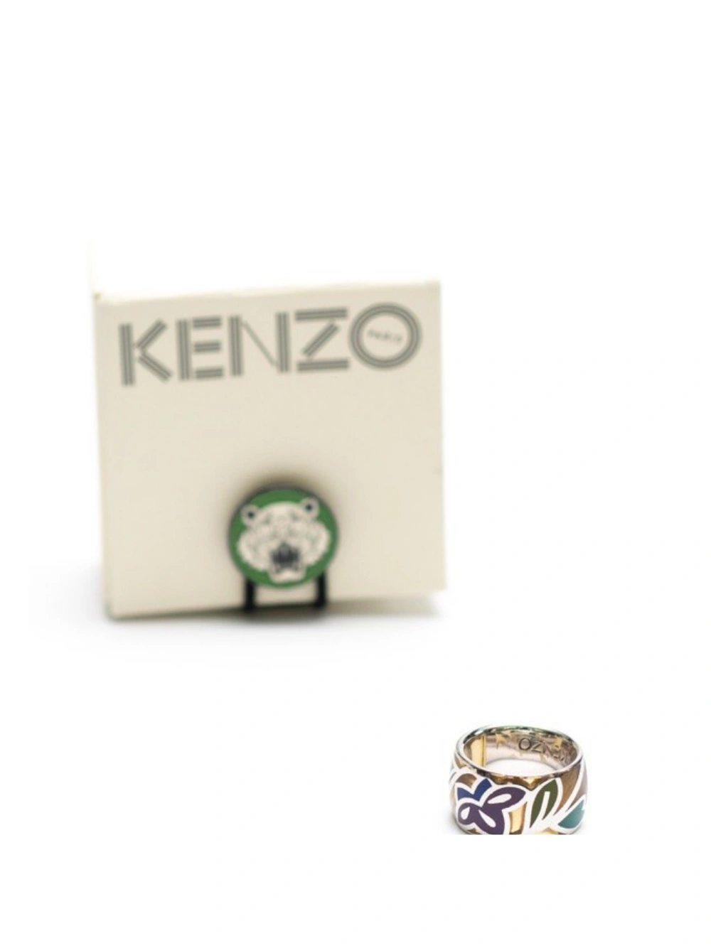 Boke Floral Enamel Ring Blue/Green Silver.925