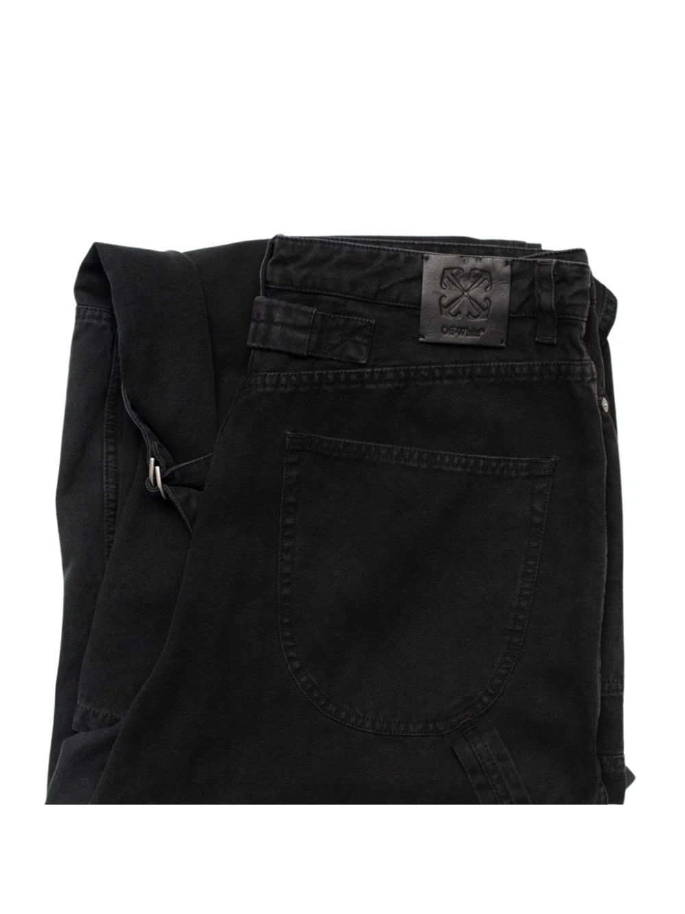 Garment-Dyed Canvas Relaxed Carpenter Pants Black